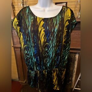 Worthington Size XL Women’s Peacock Peplum Blouse 48” Bust 28” Length Polyester